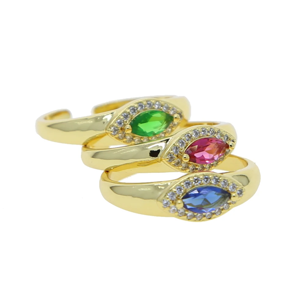 Кольца для пальцев с открытой регулировкой золотого цвета, красные, зеленые, синие Женские кольца для сглаза Изображение 1