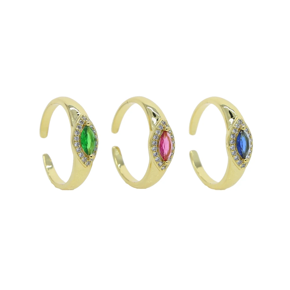 Кольца для пальцев с открытой регулировкой золотого цвета, красные, зеленые, синие Женские кольца для сглаза Изображение 3